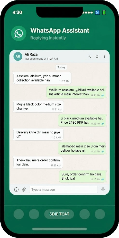WhatsApp assistant replying instantly